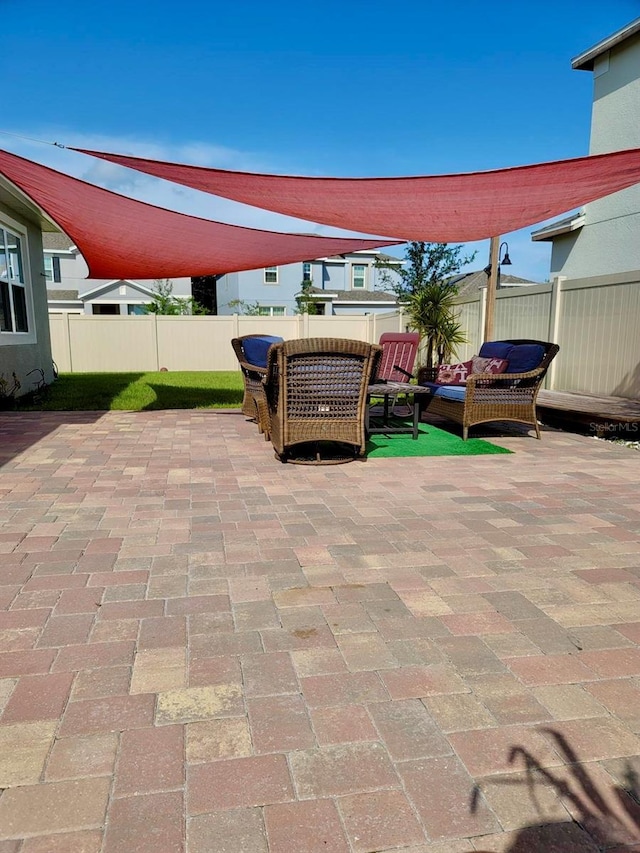 view of patio / terrace featuring an outdoor living space