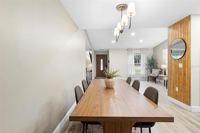 dining area with light hardwood / wood-style floors