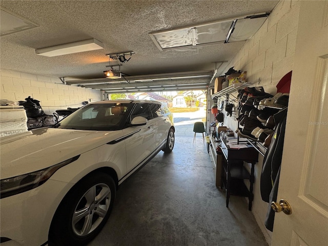 garage with a garage door opener