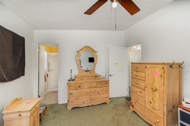 bedroom with carpet and ceiling fan