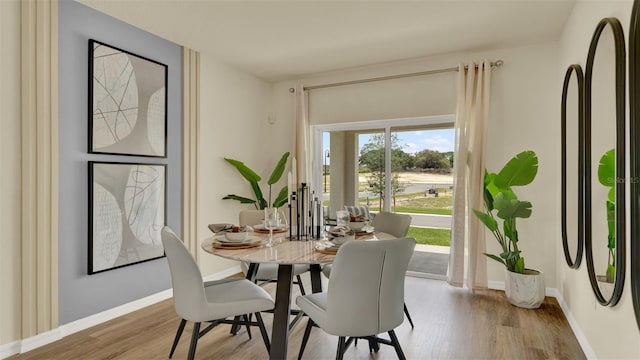 dining space featuring light hardwood / wood-style flooring