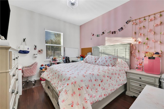 bedroom featuring dark hardwood / wood-style flooring