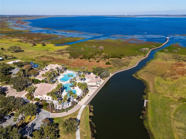 bird's eye view featuring a water view