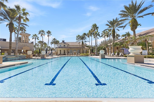 view of pool featuring a patio