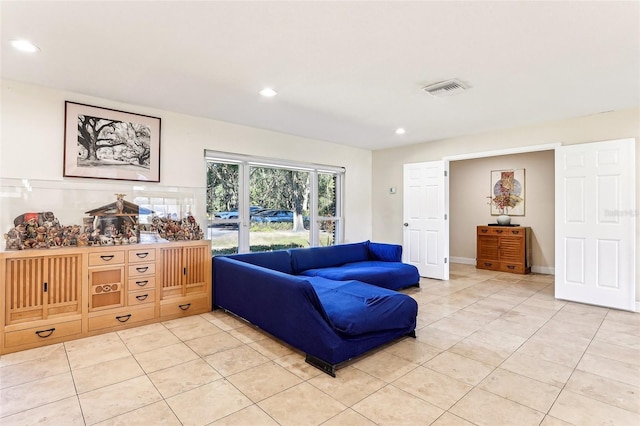 view of tiled living room