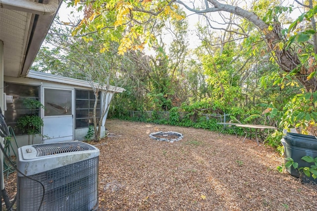 view of yard featuring central AC