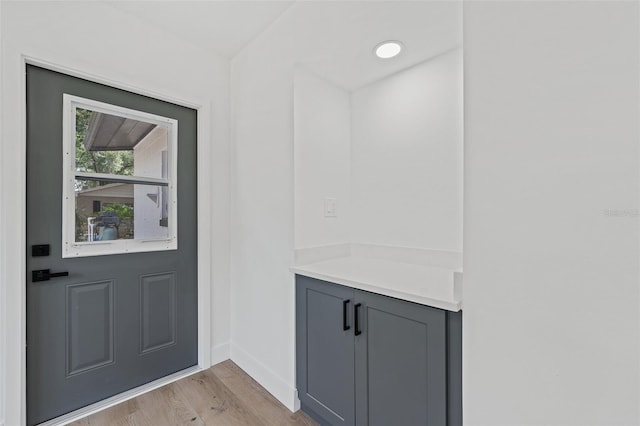 interior space with light hardwood / wood-style flooring