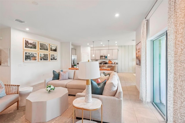 view of tiled living room