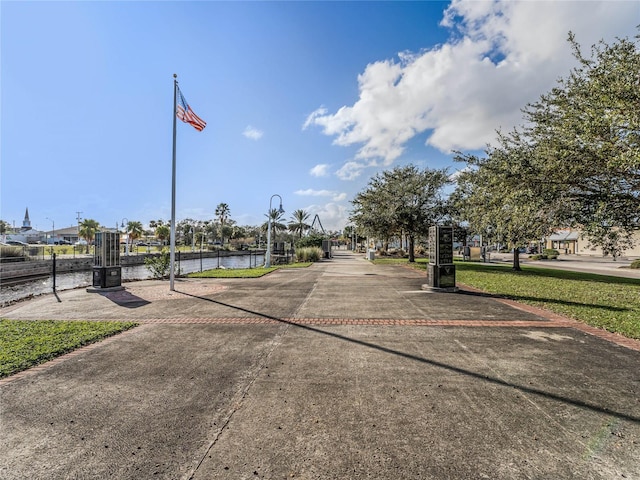 view of street featuring a water view