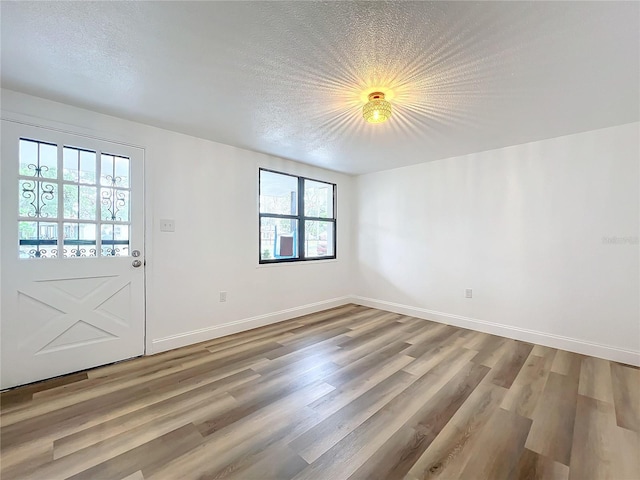 interior space featuring hardwood / wood-style floors and a textured ceiling