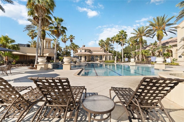 view of pool featuring a patio