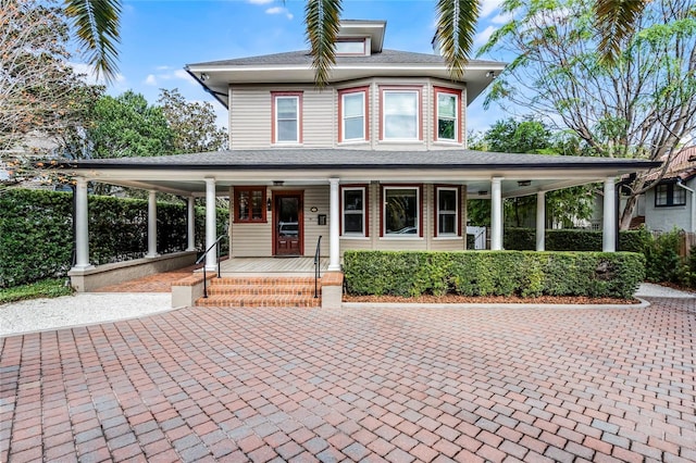 view of front facade featuring covered porch