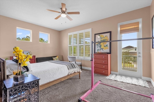 bedroom with carpet and ceiling fan