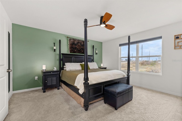 bedroom with carpet flooring and ceiling fan