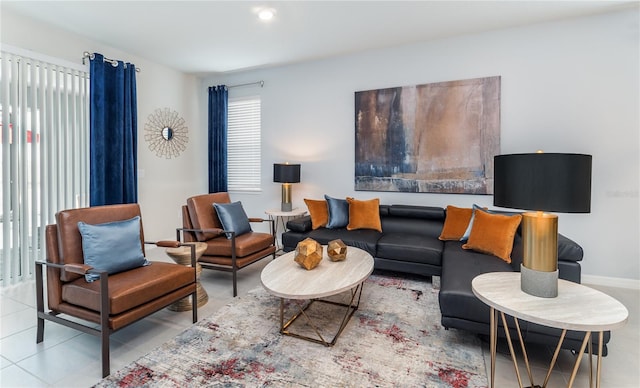 view of tiled living room