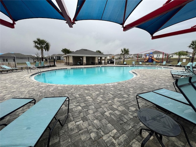 view of pool featuring a patio area