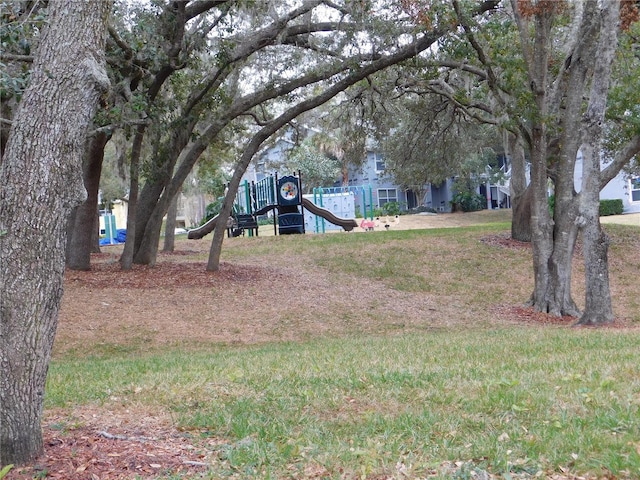 view of yard featuring a playground