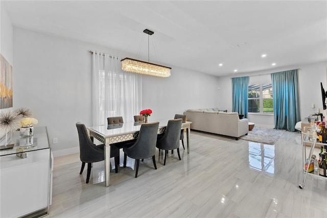 dining room with an inviting chandelier