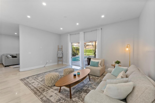 living room featuring light hardwood / wood-style floors