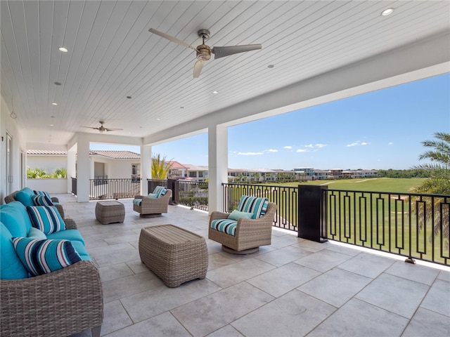 view of patio / terrace featuring an outdoor hangout area and ceiling fan