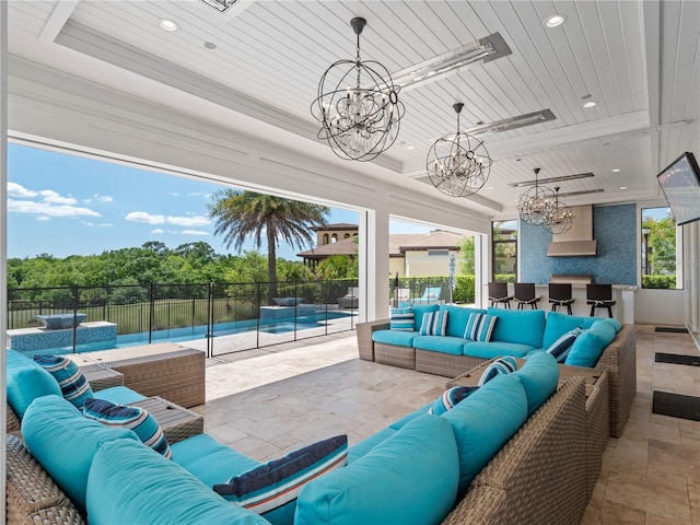 interior space featuring wooden ceiling