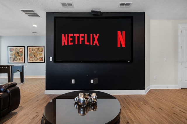 room details with wood-type flooring and a textured ceiling