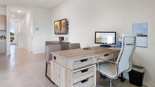 office area featuring light tile patterned floors