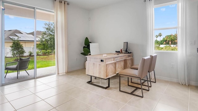 tiled office with a wealth of natural light