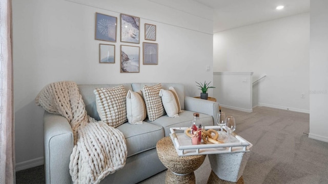 living room with carpet flooring