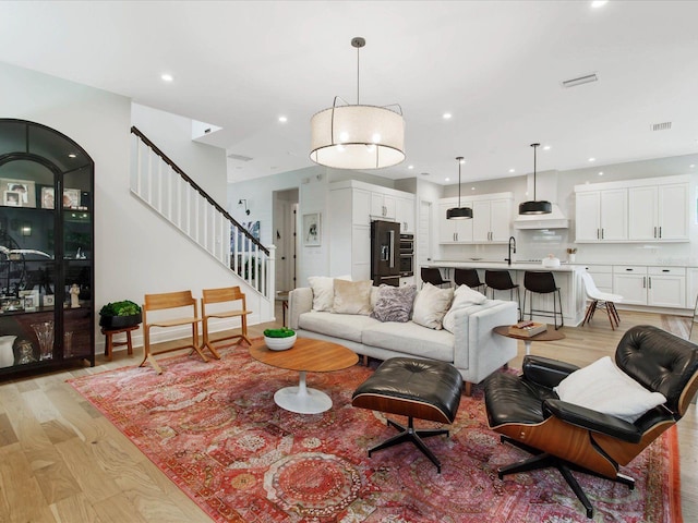 living room featuring light hardwood / wood-style floors