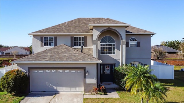 view of property featuring a garage