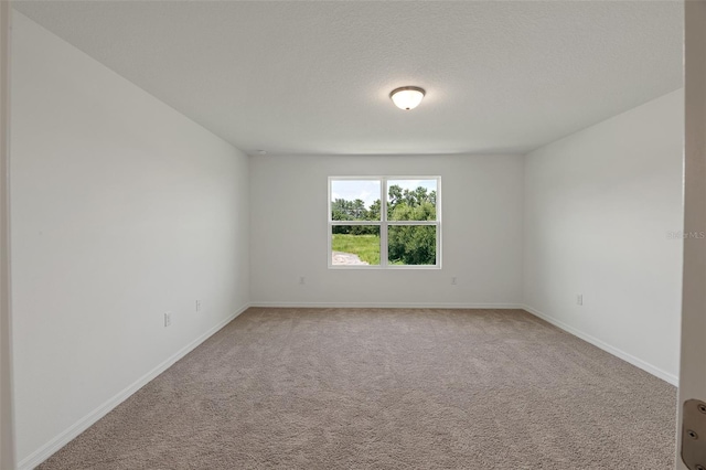 spare room featuring carpet flooring and a textured ceiling