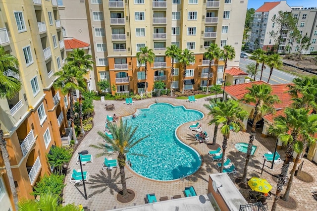 view of pool featuring a patio area