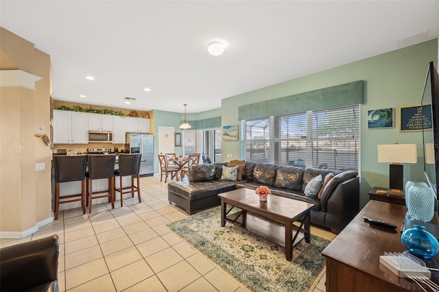 view of tiled living room