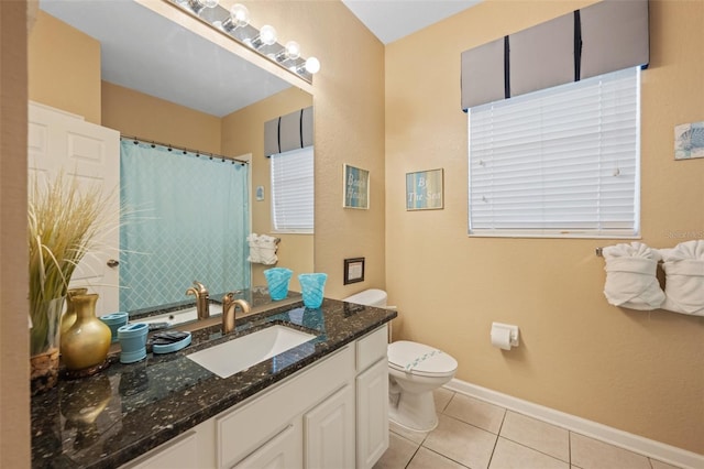 bathroom featuring tile patterned floors, vanity, and toilet