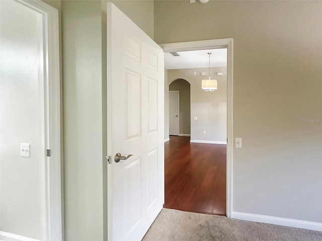 13536 Turtle Marsh Loop Unit 538, Orlando, FL 32837 - hall with arched walkways, baseboards, wood finished floors, and carpet