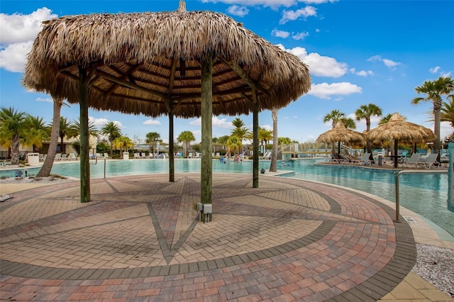 view of pool with a gazebo and a patio