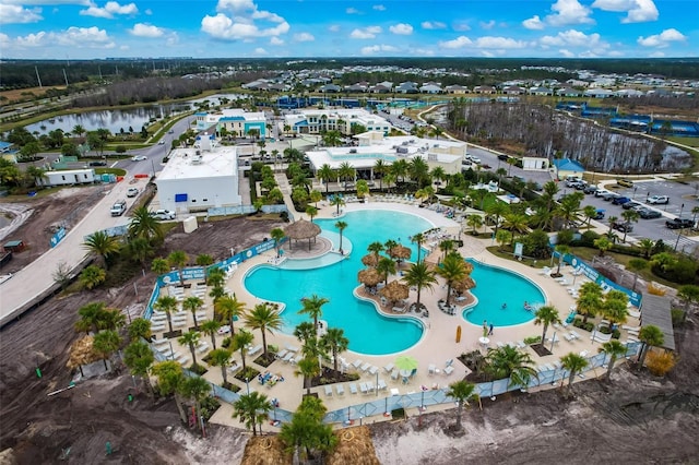 bird's eye view featuring a water view