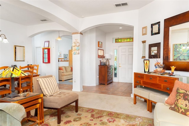 interior space with light tile patterned floors