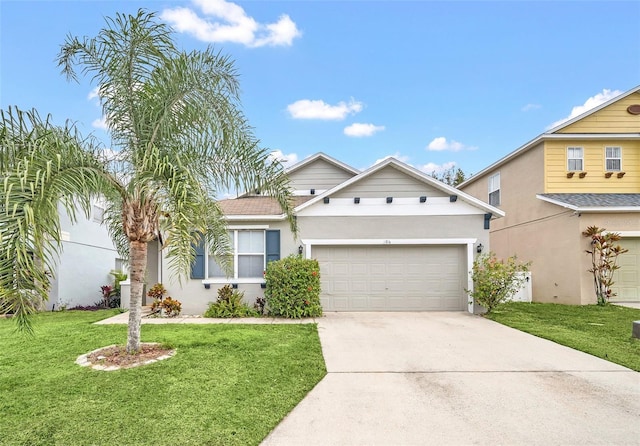 view of front of property with a front lawn