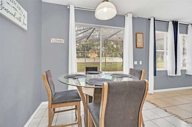 view of tiled dining room