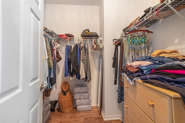 walk in closet featuring wood-type flooring