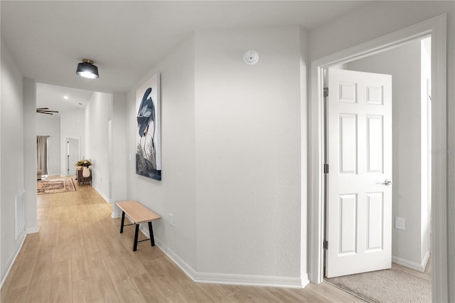 hall featuring light hardwood / wood-style floors