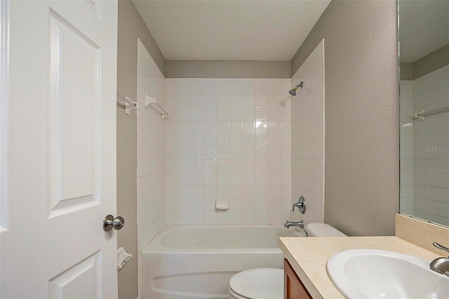 full bathroom featuring toilet, vanity, and shower / tub combination