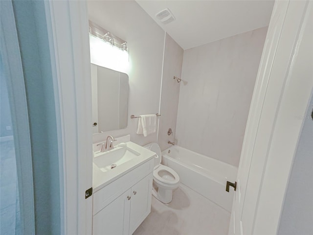 full bathroom featuring vanity, toilet, and tub / shower combination