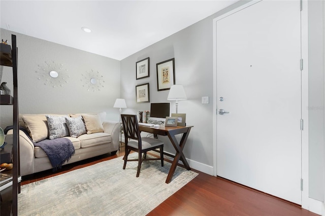 office featuring dark wood-type flooring