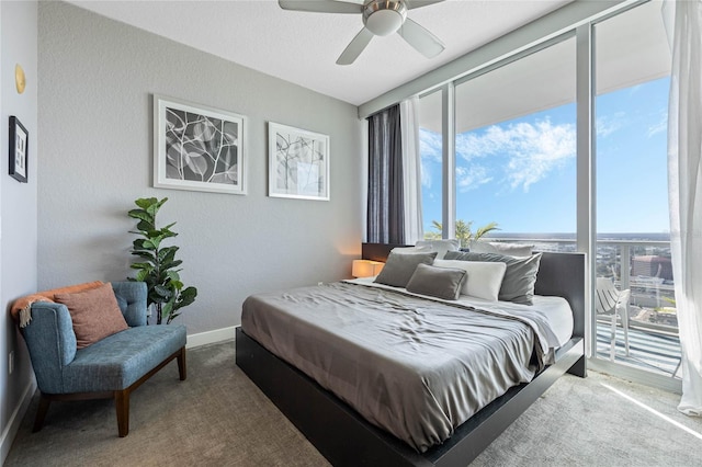 bedroom featuring carpet flooring and ceiling fan