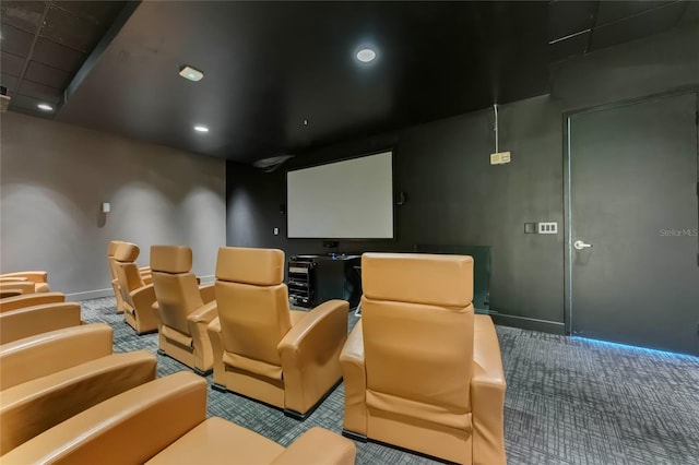 cinema room with carpet floors