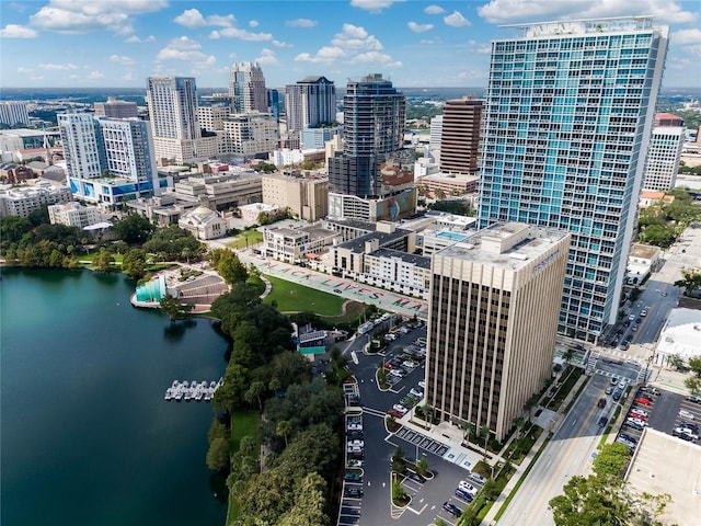 view of city with a water view