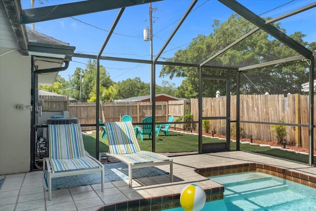 view of patio featuring a fenced in pool and a lanai